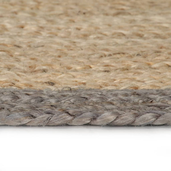 Grauer handgefertigter runder Jute-Teppich Stamatie 240cm