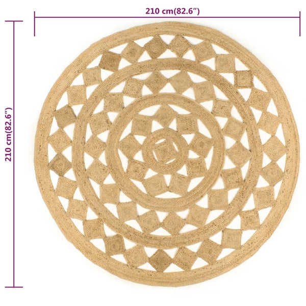 Handgefertigter Teppich geflochten Jute Sunica 210cm