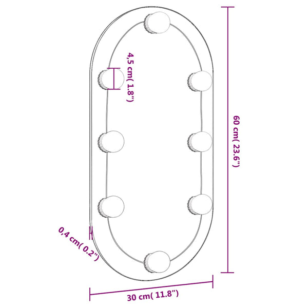 Spiegel mit LED-Beleuchtung Allyende 60x30cm (Glas oval)