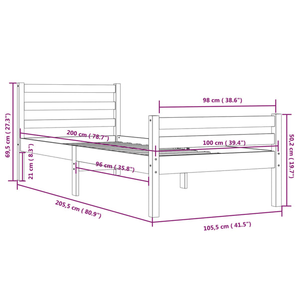 Bettgestell Lahme 100x200cm (Holz)