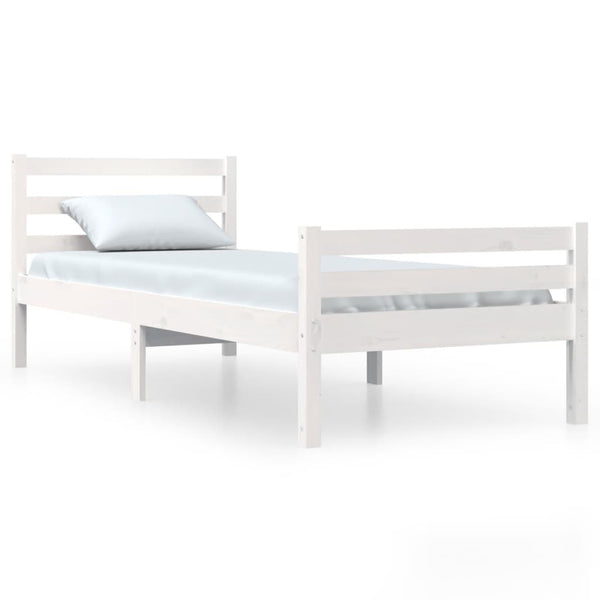 Weißes Bettgestell Lahme 100x200cm (Holz)