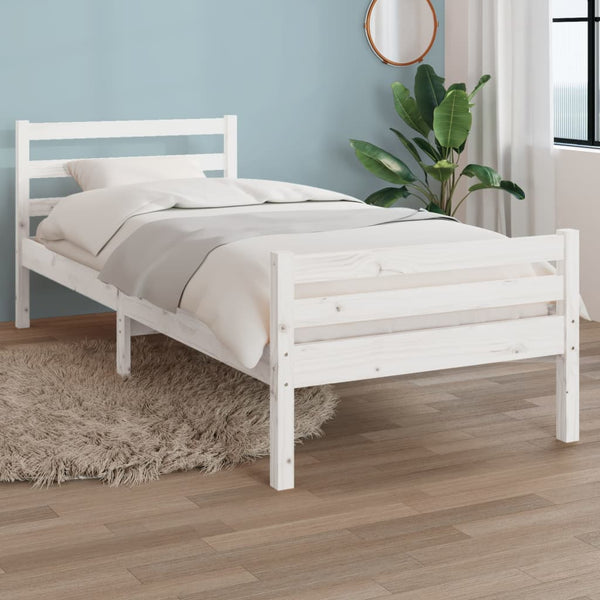 Weißes Bettgestell Lahme 100x200cm (Holz)