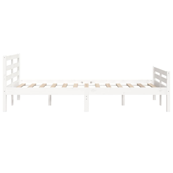 Weißes Bettgestell Lahme 140x200cm (Holz)