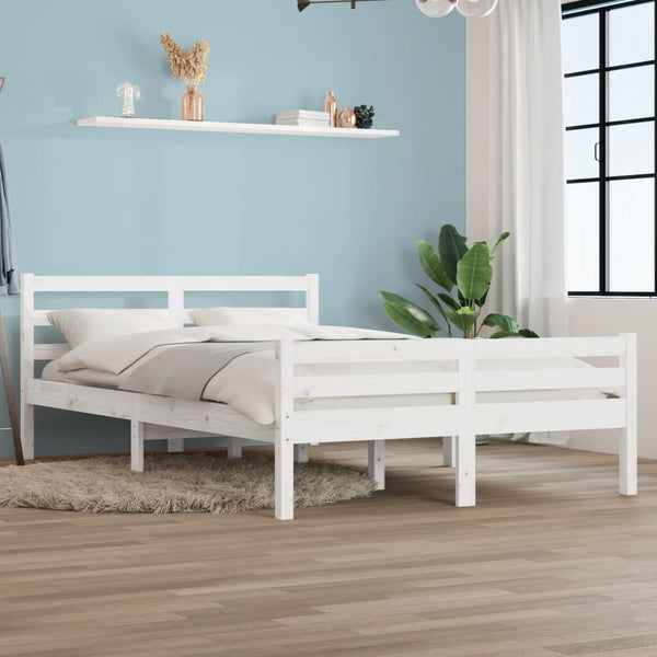 Weißes Bettgestell Lahme 140x200cm (Holz)