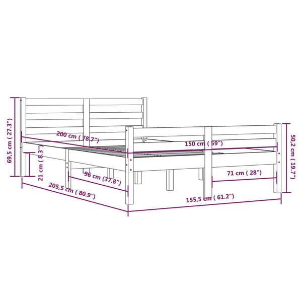 Graues Bettgestell Lahme 150x200cm (Kingsize)