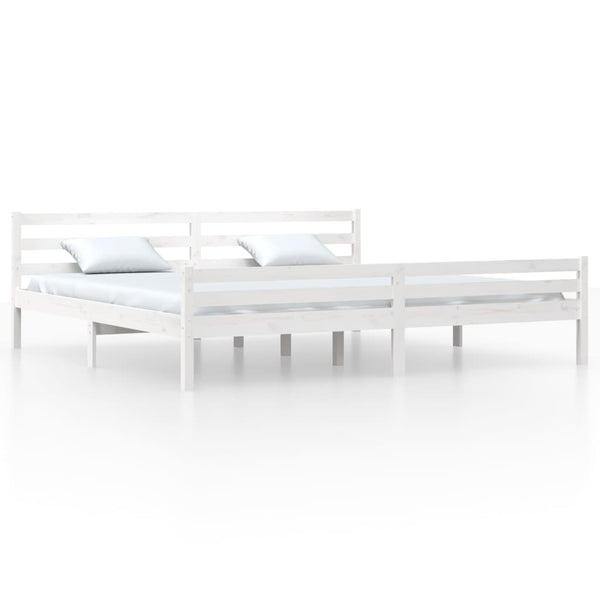 Weißes Bettgestell Lahme 200x200cm (Holz)