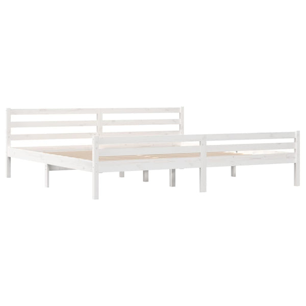 Weißes Bettgestell Lahme 200x200cm (Holz)