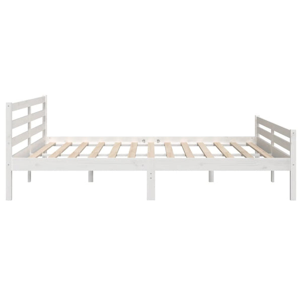 Weißes Bettgestell Lahme 200x200cm (Holz)