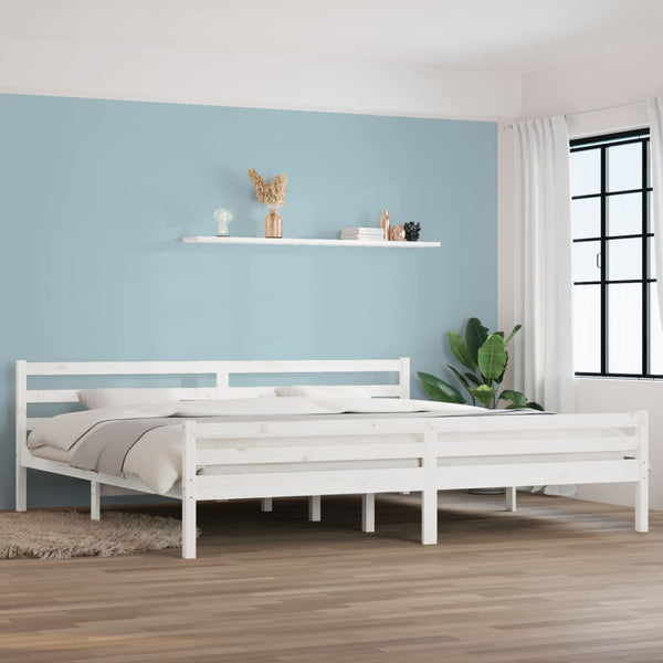 Weißes Bettgestell Lahme 200x200cm (Holz)
