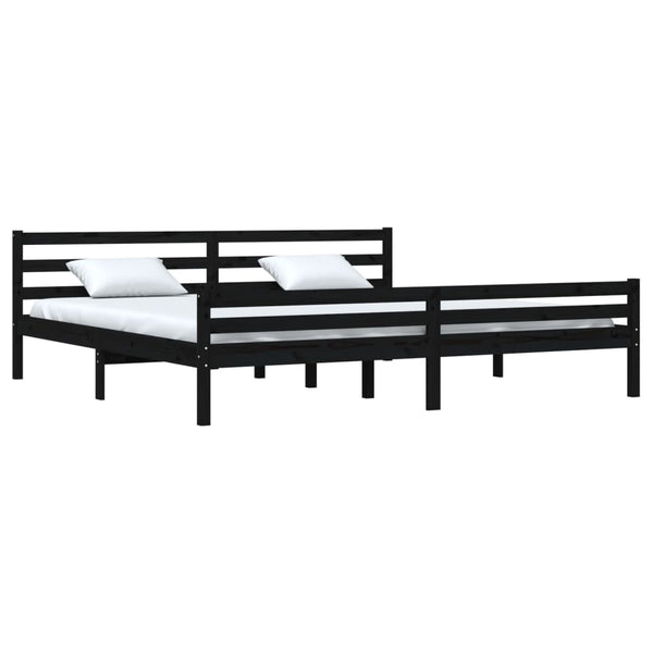 Schwarzes Bettgestell Lahme 200x200cm (Holz)