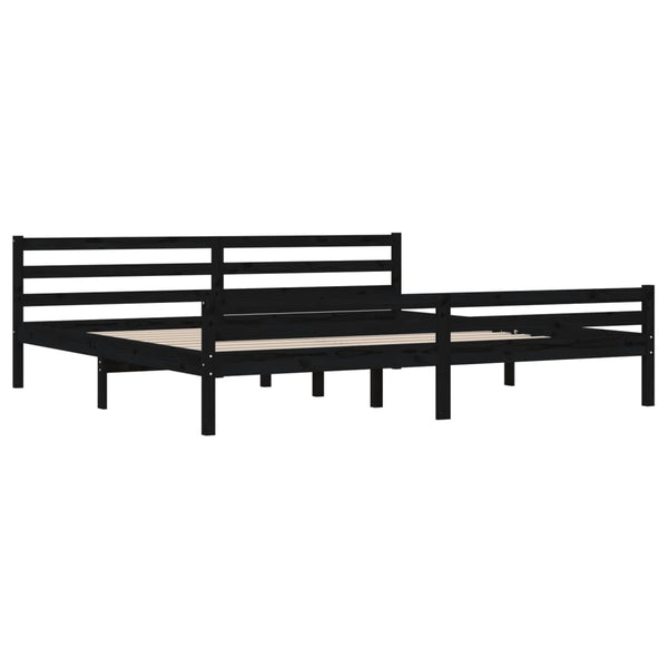 Schwarzes Bettgestell Lahme 200x200cm (Holz)