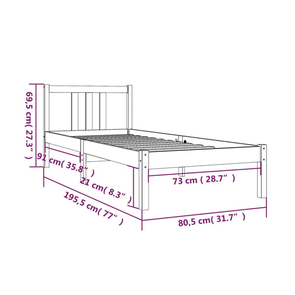Bettrahmen Marderos 75x190cm (Holz, kleines Einzelbett)