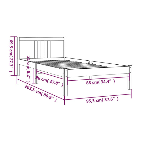 Honigbraunes Bettgestell Marderos 90x200cm (Holz)