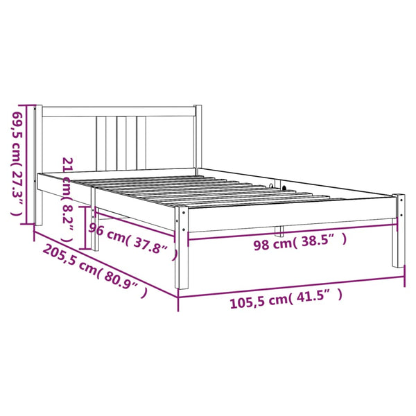 Schwarzes Bettgestell Marderos 100x200cm (Holz)