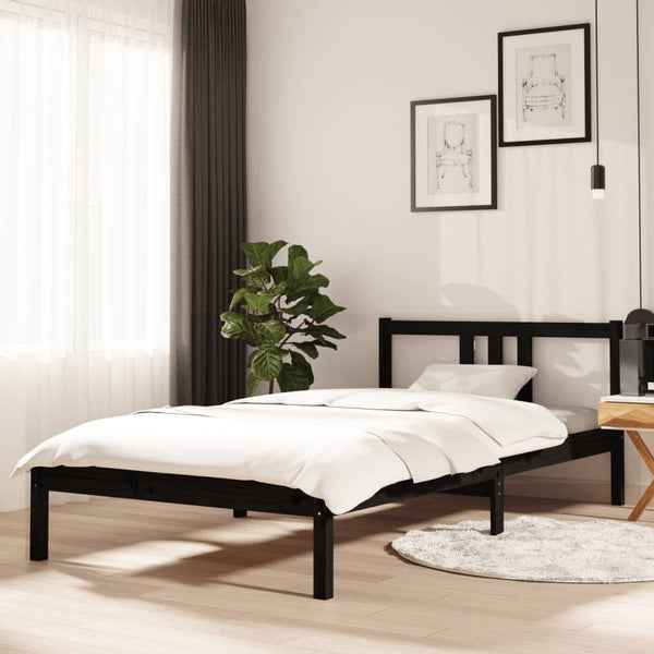 Schwarzes Bettgestell Marderos 100x200cm (Holz)