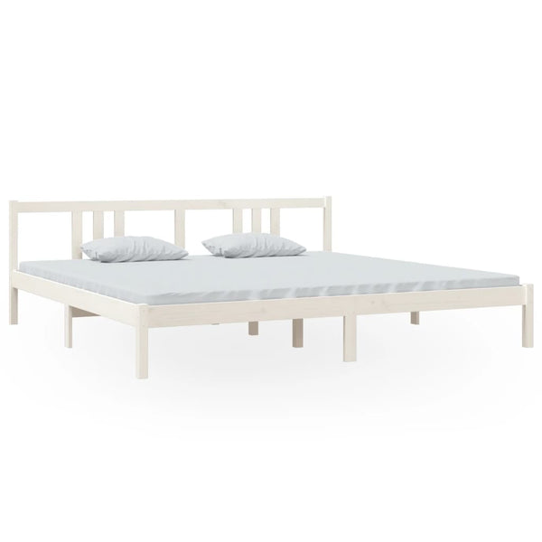 Weißes Bettgestell Marderos 200x200cm (Holz)