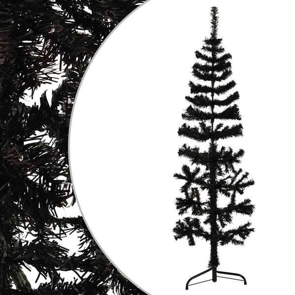 Schwarzer schmaler halber künstlicher Weihnachtsbaum mit Ständer Zabulica 150cm
