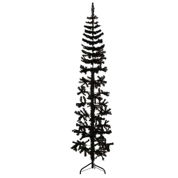 Schwarzer schmaler halber künstlicher Weihnachtsbaum auf Ständer Zabulica 210cm