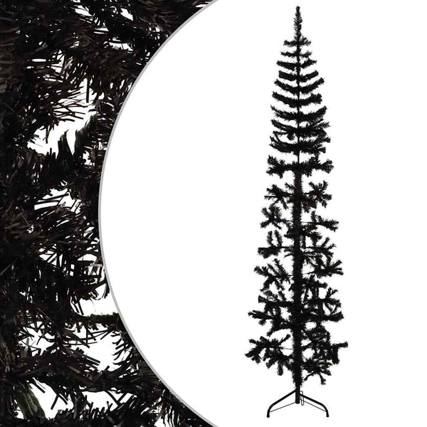 Schwarzer schmaler halber künstlicher Weihnachtsbaum auf Ständer Zabulica 210cm