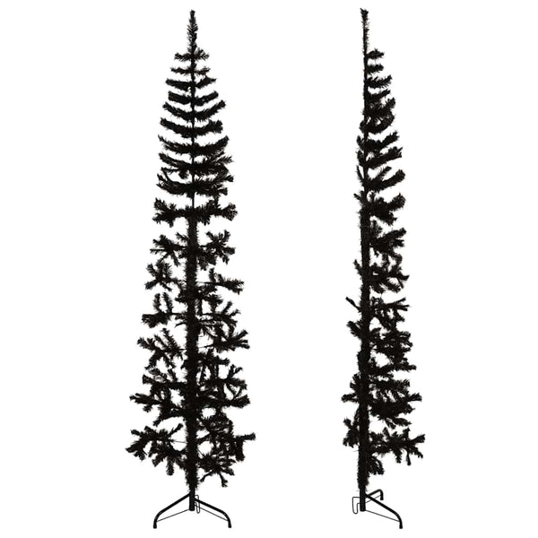 Schwarzer schmaler halber künstlicher Weihnachtsbaum auf Ständer Zabulica 210cm