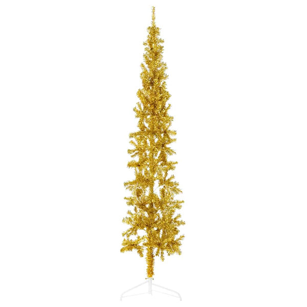 Goldener schmaler künstlicher Halb-Weihnachtsbaum auf Ständer Zabulica 210cm