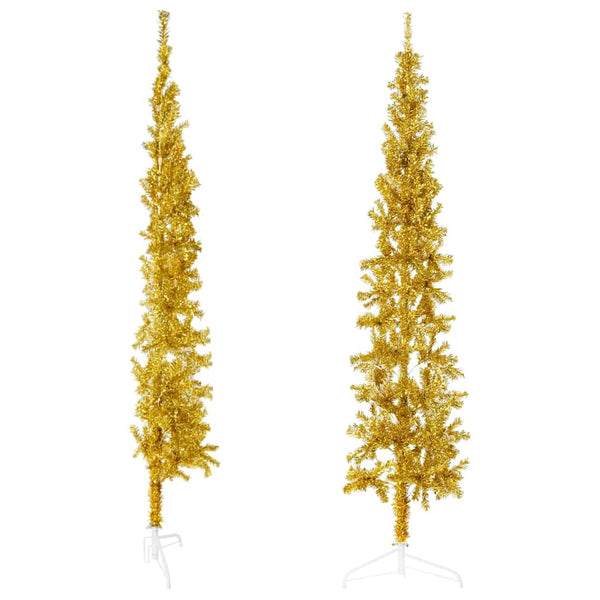 Goldener schmaler künstlicher Halb-Weihnachtsbaum auf Ständer Zabulica 210cm