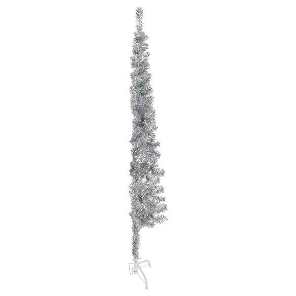 Silberner schmaler halber künstlicher Weihnachtsbaum mit Ständer Zabulica 120cm