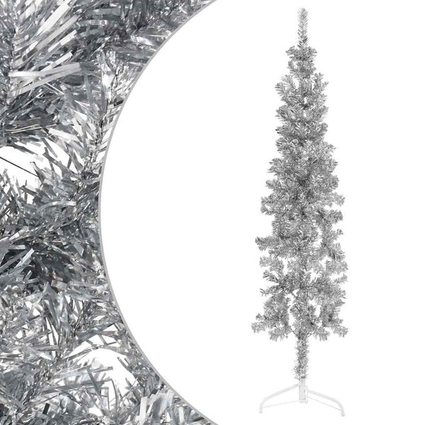 Silberner schmaler halber künstlicher Weihnachtsbaum mit Ständer Zabulica 180cm