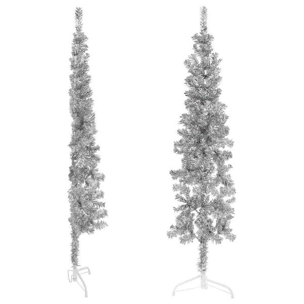 Silberner schmaler halber künstlicher Weihnachtsbaum mit Ständer Zabulica 180cm