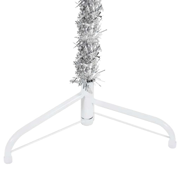 Silberner schmaler halber künstlicher Weihnachtsbaum mit Ständer Zabulica 180cm