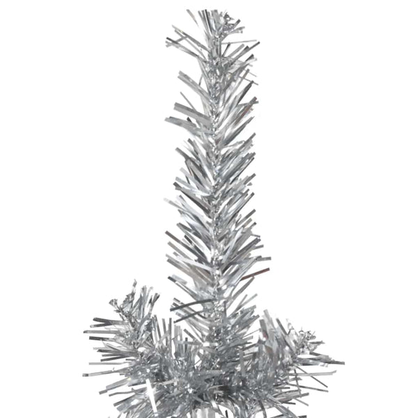 Silberner schmaler halber künstlicher Weihnachtsbaum auf Ständer Zabulica 240 cm