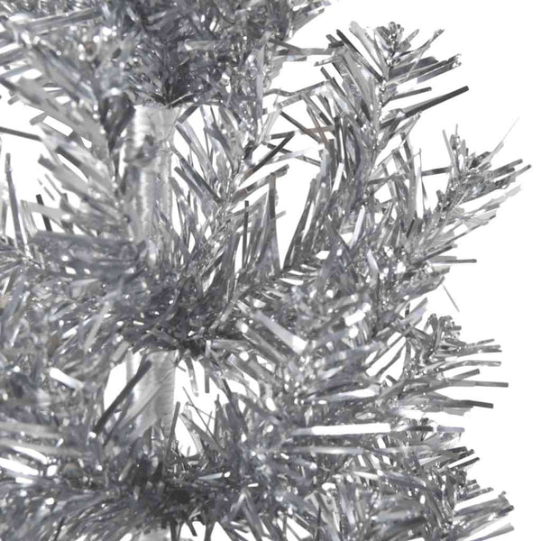 Silberner schmaler halber künstlicher Weihnachtsbaum auf Ständer Zabulica 240 cm