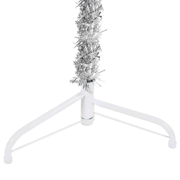 Silberner schmaler halber künstlicher Weihnachtsbaum auf Ständer Zabulica 240 cm