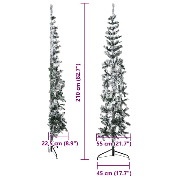 Künstlicher, schmaler Christbaum Zabulica 210 cm mit Schneebedeckung