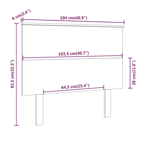 Graues Betthaupt Diamandina 104x6x82,5cm (Kiefer)