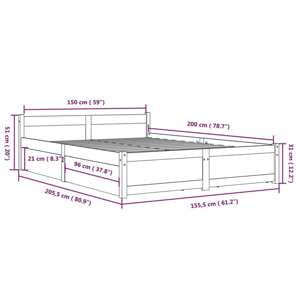 Weißes Bettgestell mit Schubladen Crisostom 150x200cm (Kingsize)