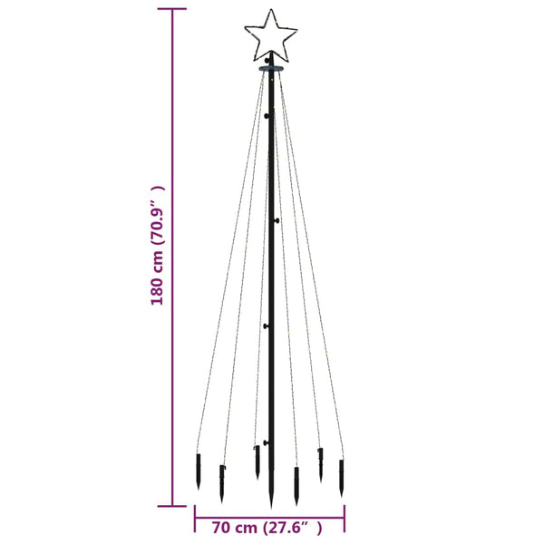 Mehrfarbiger Weihnachtsbaum mit Spitze Armiana 180cm (108 LED-Leuchten)