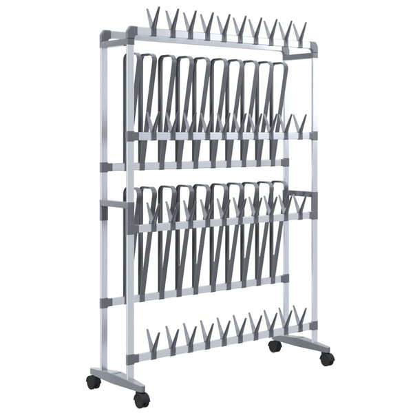 Silberner Schuhregal auf Rollen Melike 89x27x120cm
