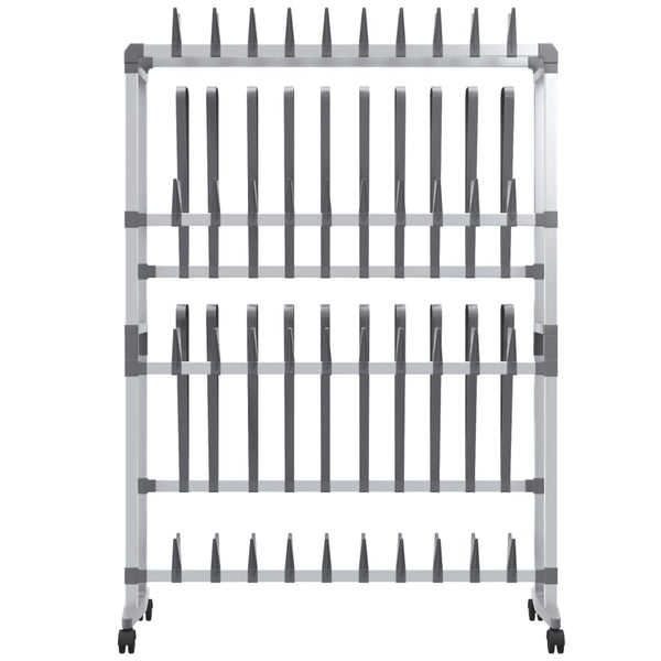 Silberner Schuhregal auf Rollen Melike 89x27x120cm