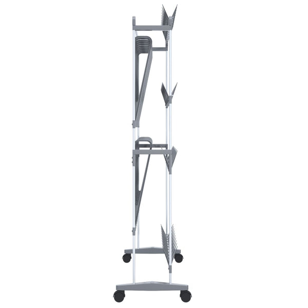 Silberner Schuhregal auf Rollen Melike 89x27x120cm