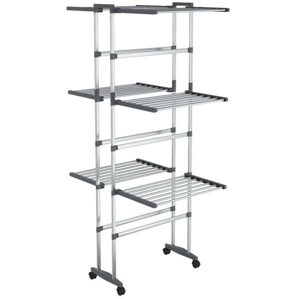 Wäscheständer Mariahne 60x70x129cm (3-stöckig, auf Rollen), silber