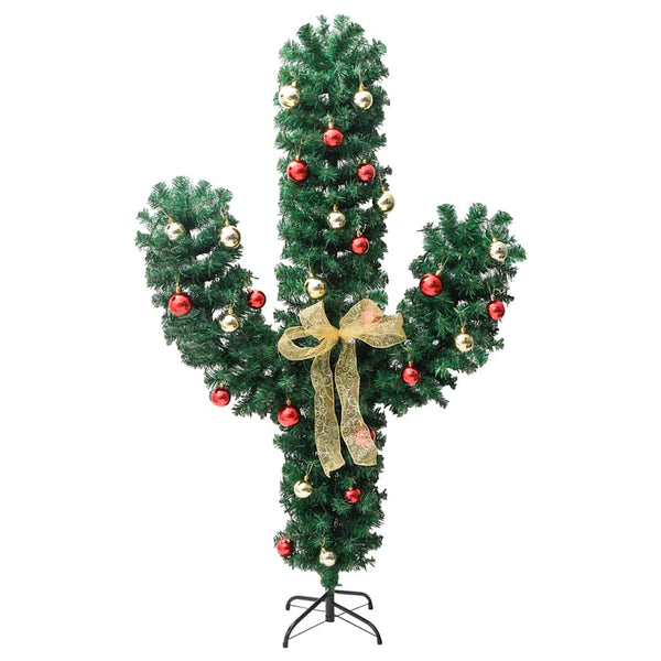 Grüner Weihnachtskaktus mit Ständer und LED-Lichtern Ghomi 180cm (PVC)