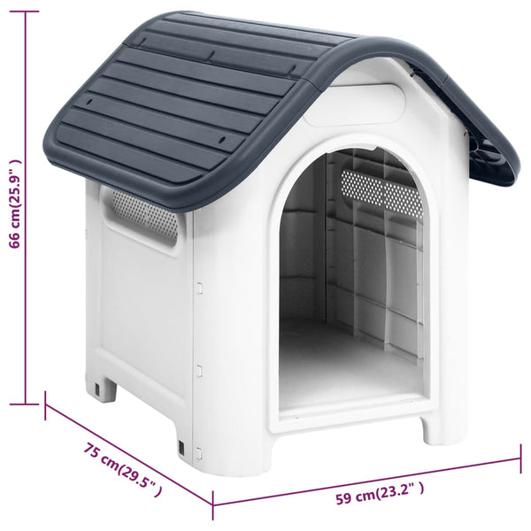 Graue Hundehütte Franga 59x75x66cm (Polypropylen)