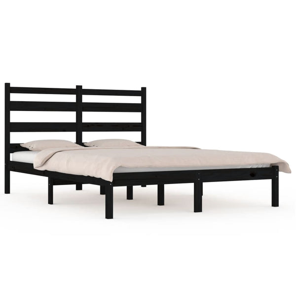 Schwarzes Bettgestell Dimofte 140x190cm (Kiefer)