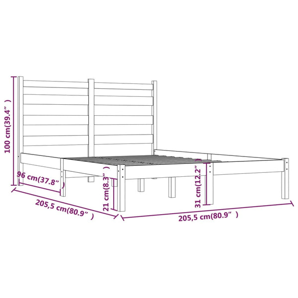 Graues Bettgestell Dimofte 200x200cm (Kiefer)