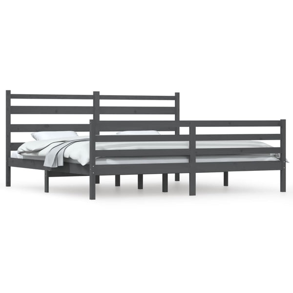 Graues Bettgestell Jacinta 200x200cm (Kiefer)