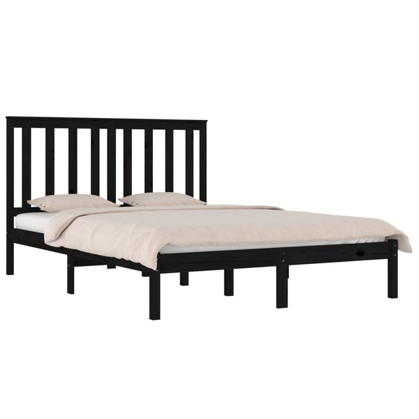 Schwarzes Bettgestell Delmara 200x200cm (Kiefer)