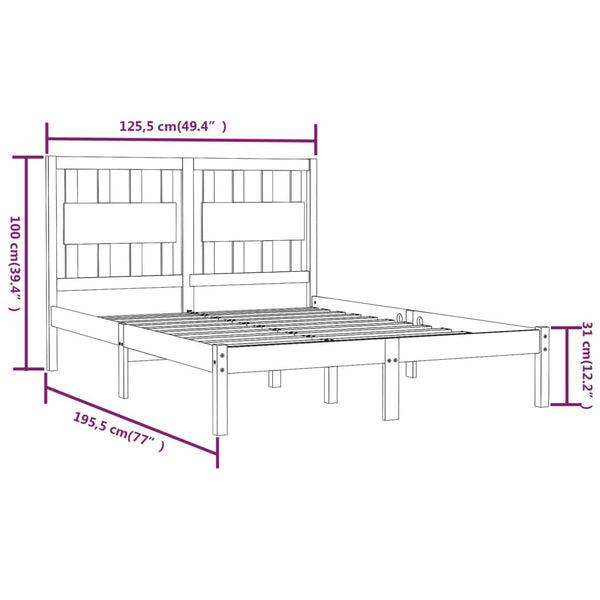 Bettrahmen Glennis 120x190cm (Kiefer, kleines Doppelbett)
