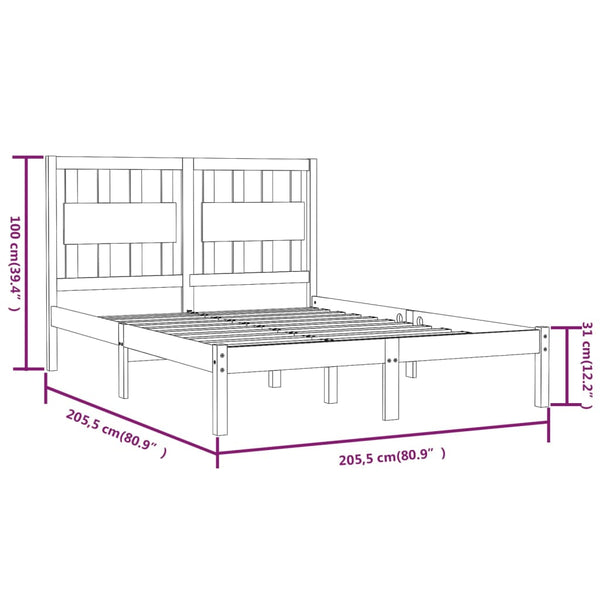 Graues Bettgestell Glennis 200x200cm (Kiefer)