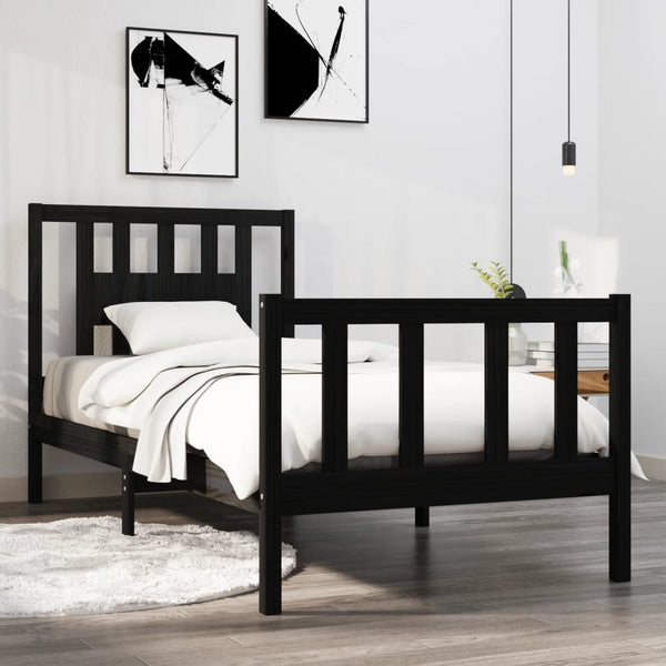 Schwarzer Bettrahmen Teador 75x190cm (Holz, Small Single)